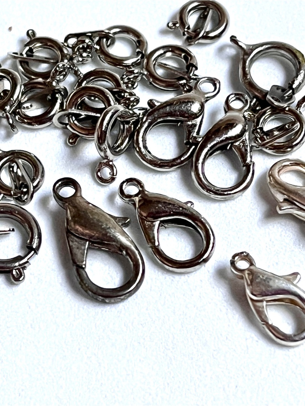 Silver Lobster Claw Clasps , jump rings & round clasps- Jewelry Findings-